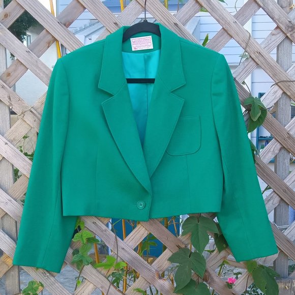 Pendleton Jackets & Blazers - Vintage Pendleton Green Wool Cropped Blazer